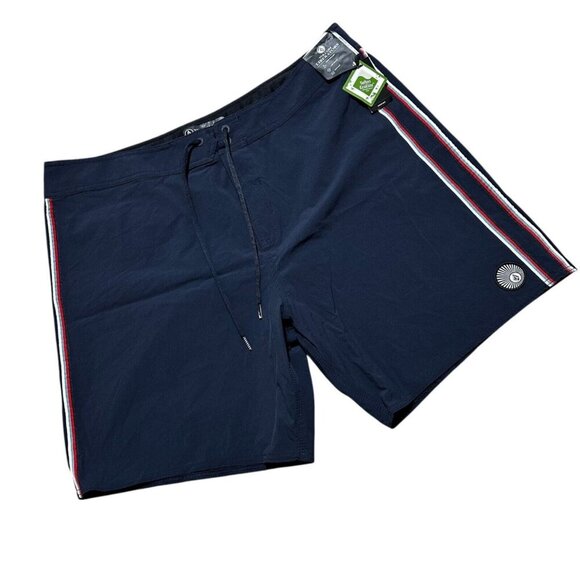 Volcom Men Size 40 Navy Blue Crafter Liberators Trunks Swim Board Short NWT - Picture 2 of 9